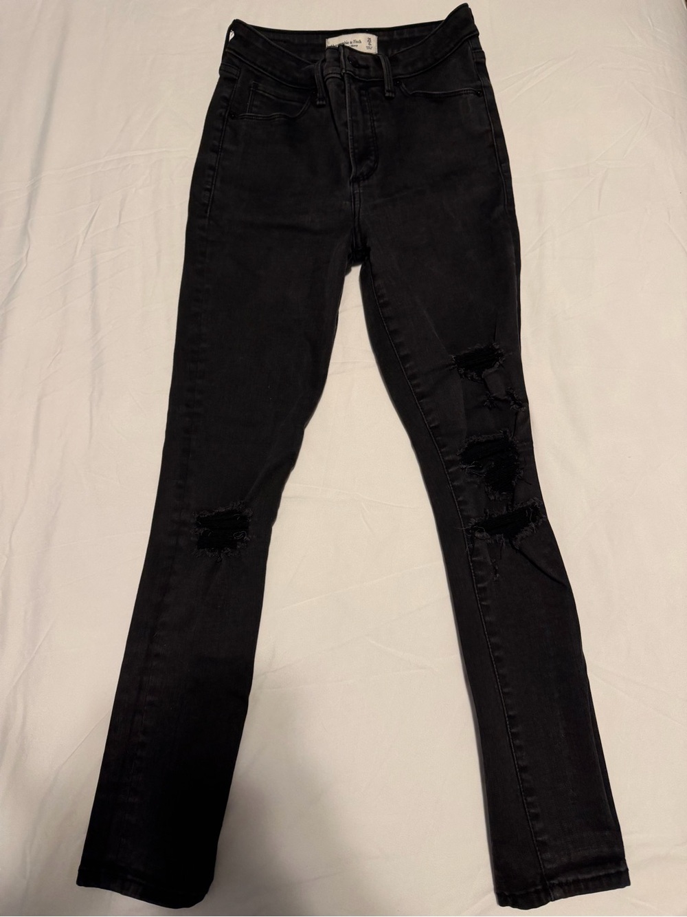 Abercrombie & Fitch Black Distressed Skinny Jeans Curve Love